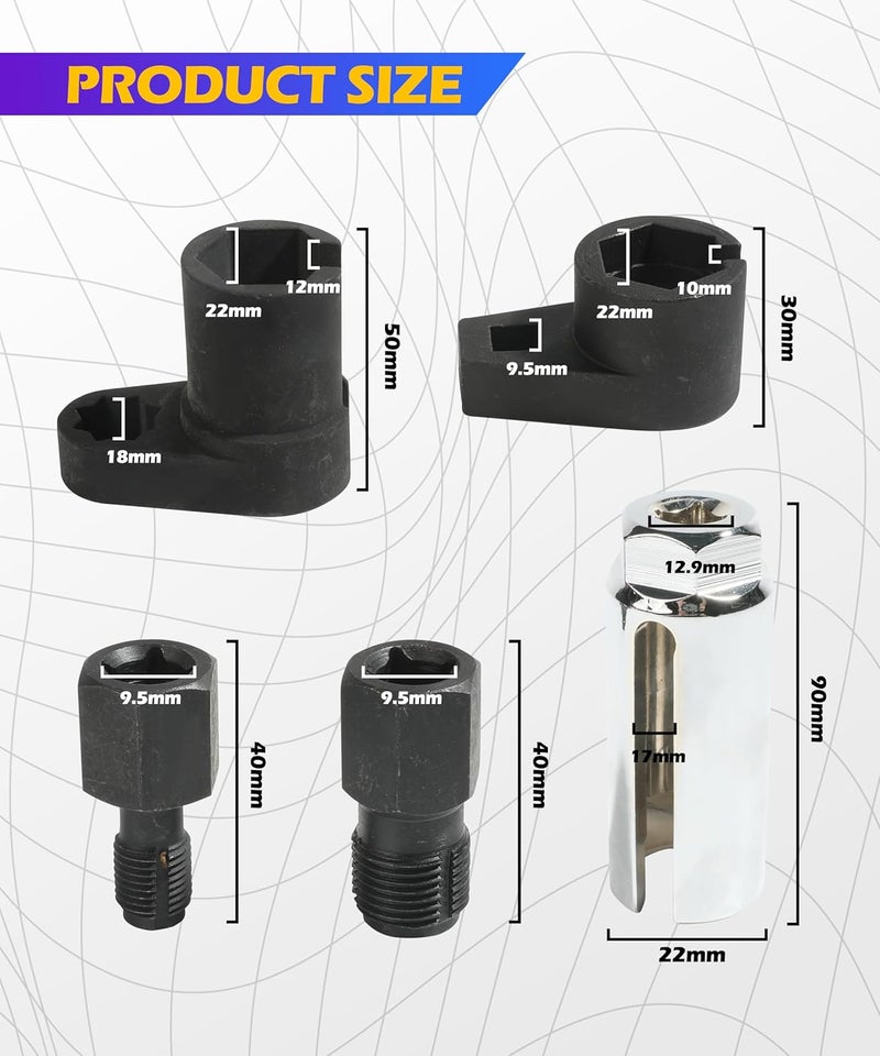 SCUARI 5PCS O2 Sensor Socket,Car Accessories Oxygen Sensor Socket,Oxygen Sensor Extender,O2 Sensor Wrench,O2 Oxygen Sensor Socket Set for Removing and Install Oxygen Sensors - Image 5